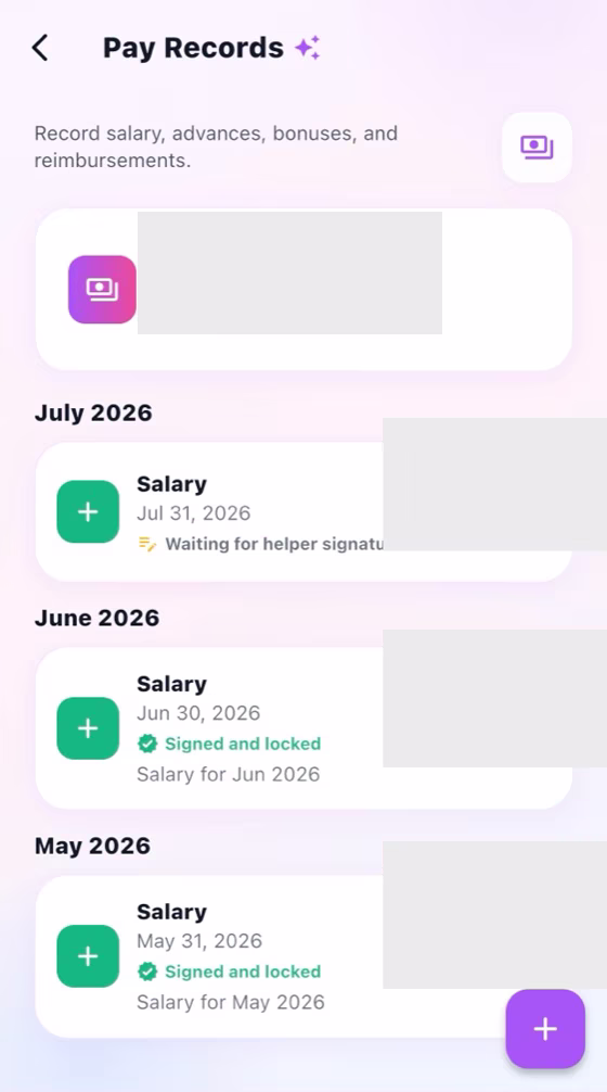 Senarai Rekod Gaji bulanan MyRoutiq dan status tandatangan