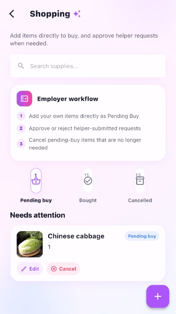 MyRoutiq shopping list showing an actionable item